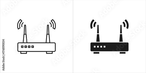 Wireless router icon with antenna