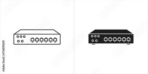 Network switch icon with multiple ports
