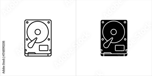 Two hard drive icons, one black and white