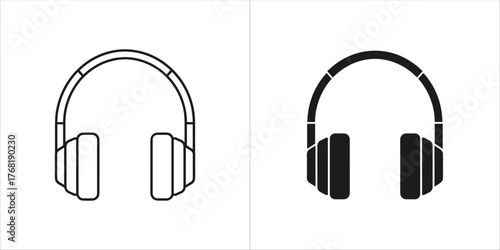 Headphone icon in outline and solid black