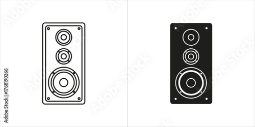 Outline and solid black icon of a threeway tower speaker system