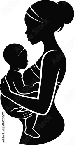 Mother holding baby silhouette Bundle black