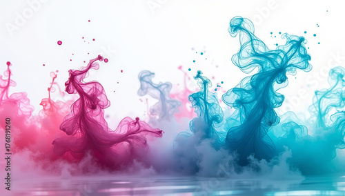 Organic Ink in Water with Swirling Color Clouds