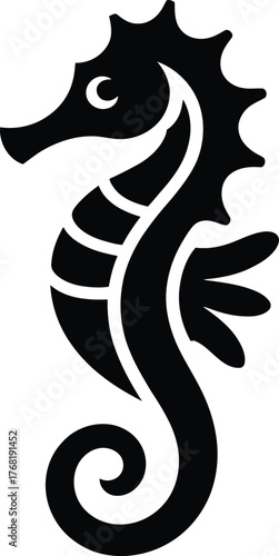 Black seahorse silhouette marine life ocean creature