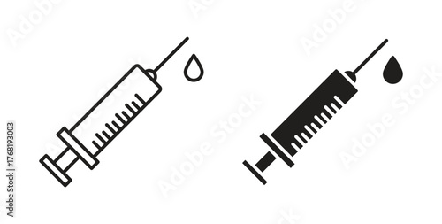 Syringe icon concept. Logo symbol for web and mobile. Pixel Perfect.
