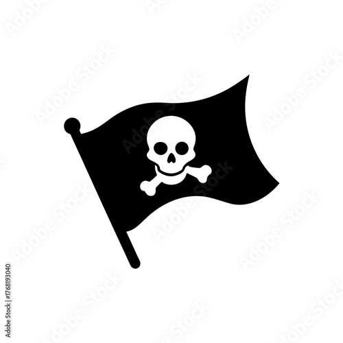 Black pirate flag on transparent background