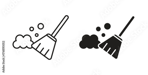 Sweeping icon concept. Logo symbol for web and mobile. Pixel Perfect.