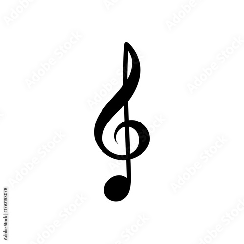 Simple treble clef on transparent background