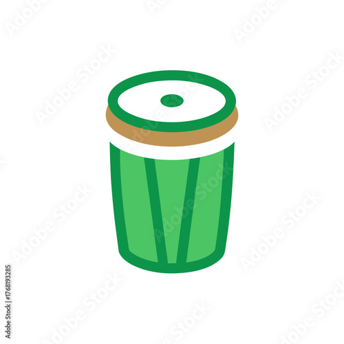 A green trash can on transparent background