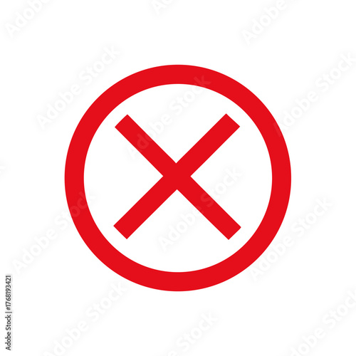 Red cross in circle on transparent background