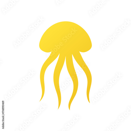 Yellow jellyfish art on transparent background