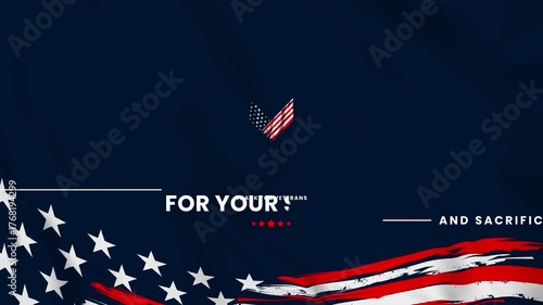 thank you veterans for your service and sacrifice text animation  ,templates for poster, cover, banner, social media