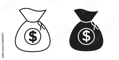 Money bag icon concept. Logo symbol for web and mobile. Pixel Perfect.