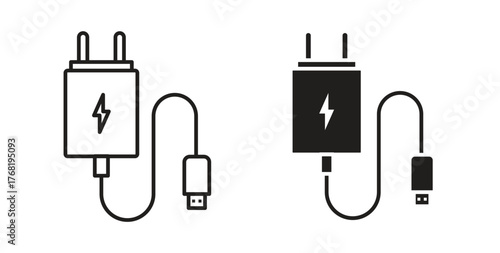 Mobile charger icon concept. Logo symbol for web and mobile. Pixel Perfect.