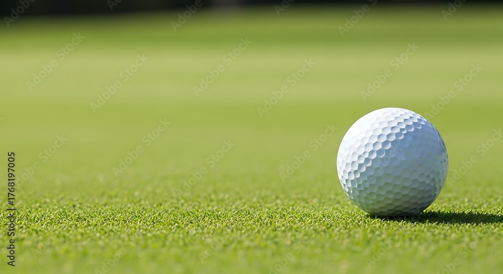 Obraz premium A pristine white golf ball rests on a lush green grassy field
