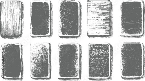 Ten rectangular shapes with rounded corners and varied textured fills are arranged in two rows on a white background.