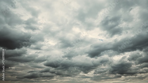 Dramatic Overcast Sky with Dark, Layered Clouds Before a Storm