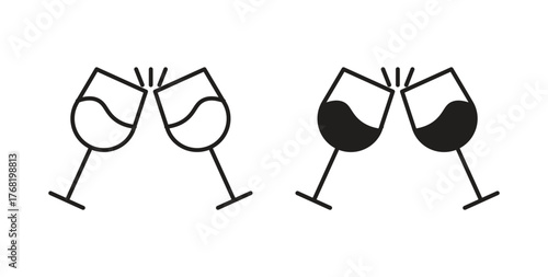 Clinking glasses icon concept. Logo symbol for web and mobile. Pixel Perfect.