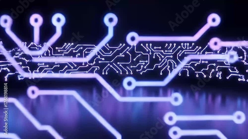 glowing digital circuit board pattern abstract technology background