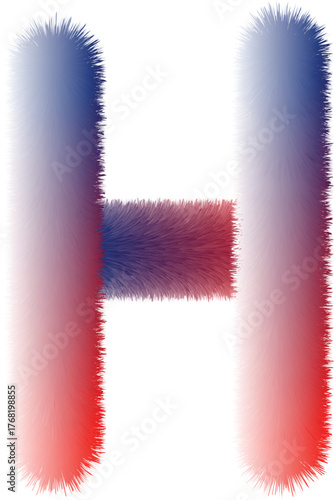 Fluffy H Letter Gradient Blue Red alphabet font