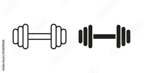 Barbell icon concept. Logo symbol for web and mobile. Pixel Perfect.