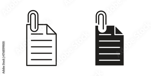 Attach document icon concept. Logo symbol for web and mobile. Pixel Perfect.
