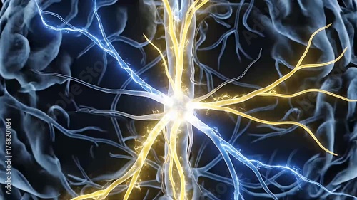 brain neuron firing electrical impulses neural network animation