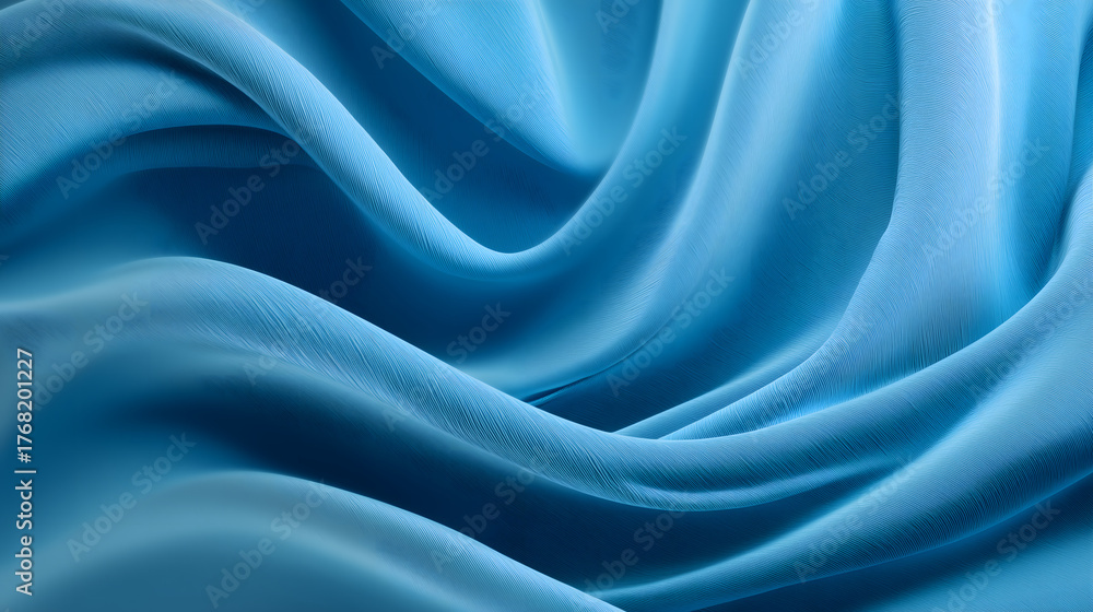 Obraz premium Abstract Blue Silk Fabric Waves Background. Elegant Draped Blue Fabric Texture Background