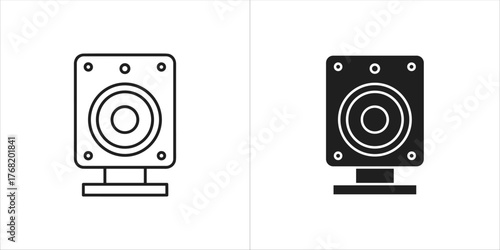 Small speaker in outline and solid black icon