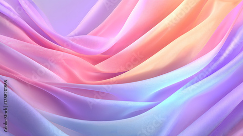 Pastel Fabric Waves Abstract Background. Gradient Neon Fabric Waves Abstract Background