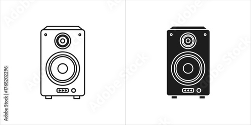 Tall speaker in outline and solid black icon