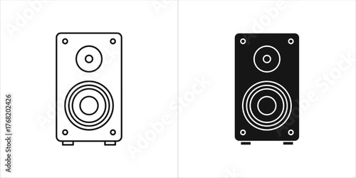 Two speaker icons, one outline and one filled