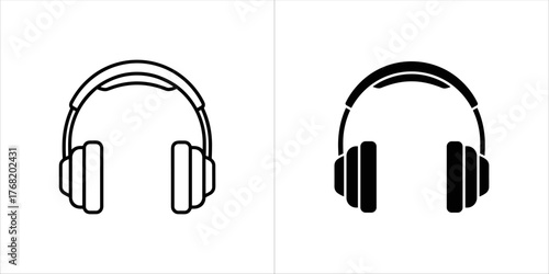 Two headphone icons, one outlined and one filled