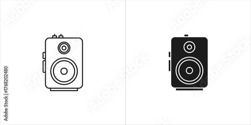 Two speaker icons, one outline and one filled
