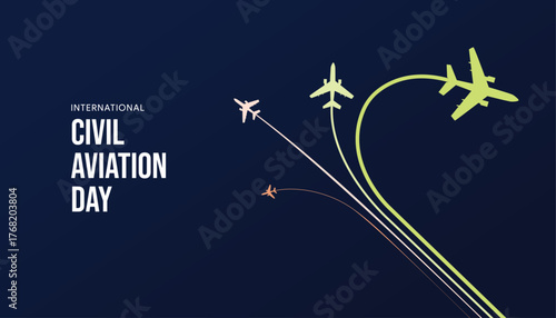International civil aviation day, aviation day, airplane, vector illustration, greeting cards, social media post, banner, poster, flyer, billboard