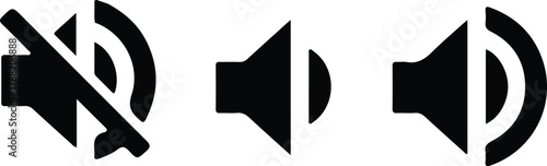 black speaker mute volume icon set symbol design 