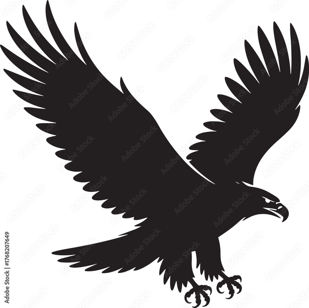 Obraz premium Powerful Eagle Silhouette Vector Bird Flying Wild Animal Freedom Design Wildlife Graphic