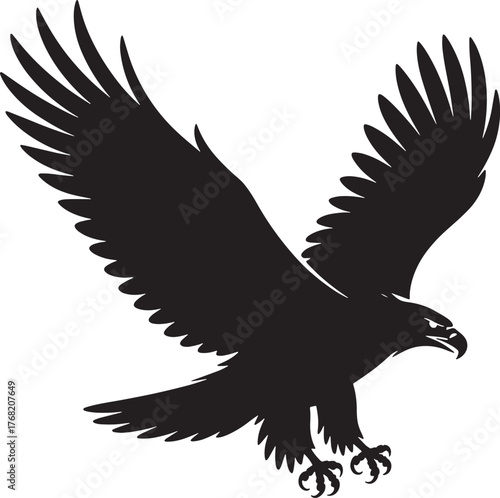 Powerful Eagle Silhouette Vector Bird Flying Wild Animal Freedom Design Wildlife Graphic