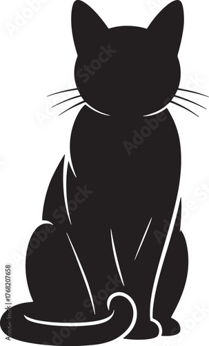 Sitting Cat Silhouette Graphic Image, Feline, Pet Friend, Companion Animal, Cute Illustration