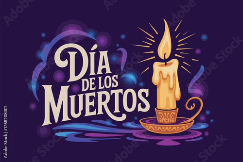 Día de los Muertos Candle Celebration Mexican Tradition Poster Design