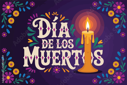Día de los Muertos Candle Celebration Mexican Tradition Poster Design