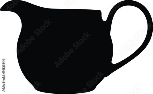 Elegant Silhouette of Creamer Pitcher Jug Gravy Boat Container Beverage Serving Liquid