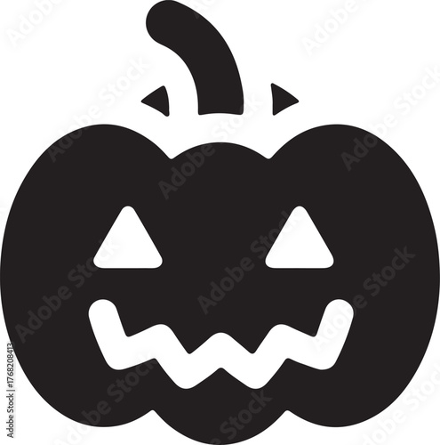 Jack O' Lantern Silhouette - Black Silhouette of Halloween Jack-o'-lantern
