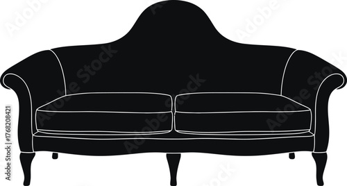 Luxurious Sofa Silhouette Elegant Divan Couch Upholstered Furniture Seating Design