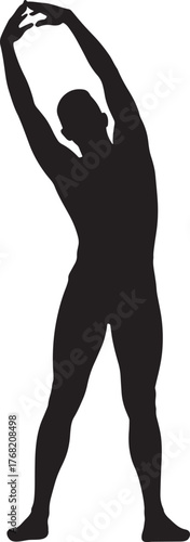 Stretching Gymnast Silhouette Displayed with Transparent Backdrop for Vector Design