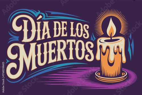 Día de los Muertos Candle Celebration Mexican Tradition Poster Design