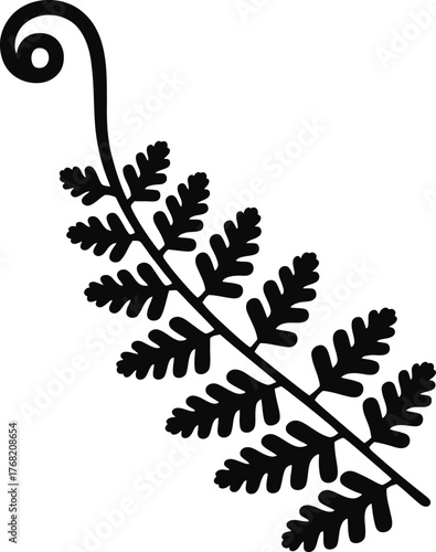 Minimalist Fern Frond Silhouette Botanical Plant Leaf Isolated Nature Graphic Design Element