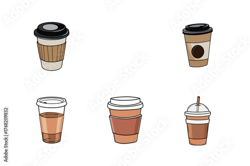 Paper cups set for hot coffee and tea drinks