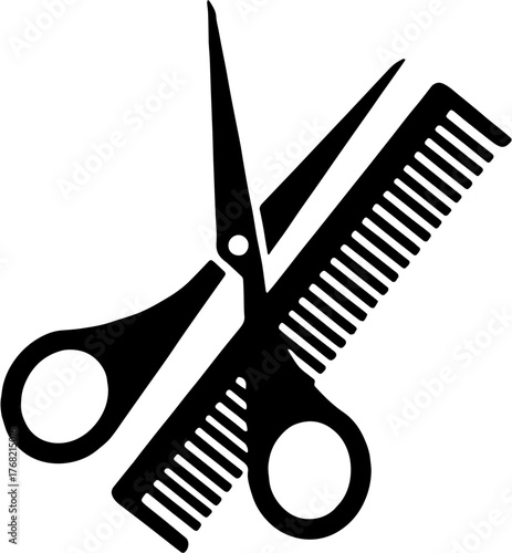 White and black scissors and comb