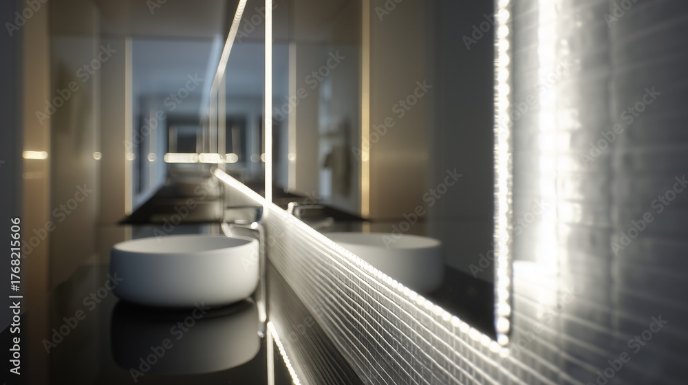 Obraz premium A bathroom with a white sink and a mirror